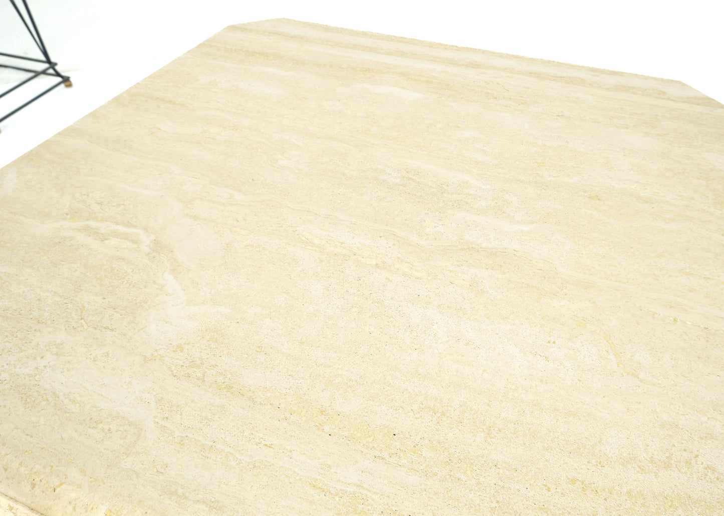 EstablishedLines Cut Corners 40" Square Single Pedestal Base Italian  Travertine Coffee Table