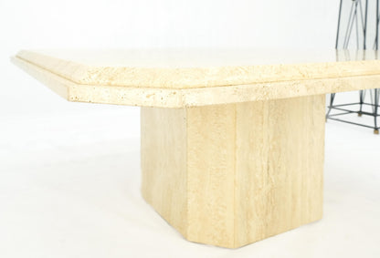 EstablishedLines Cut Corners 40" Square Single Pedestal Base Italian  Travertine Coffee Table