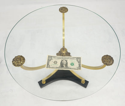 EstablishedLines Pair of 22" Round Glass Top Brass Bases End Side Center Tables Stands