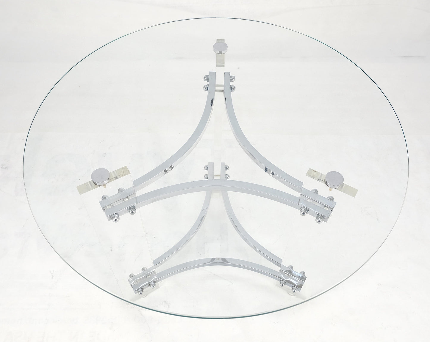 EstablishedLines Glass Lucite Chrome Round Center Side Occasional 1970s Two Tier Table MINT!