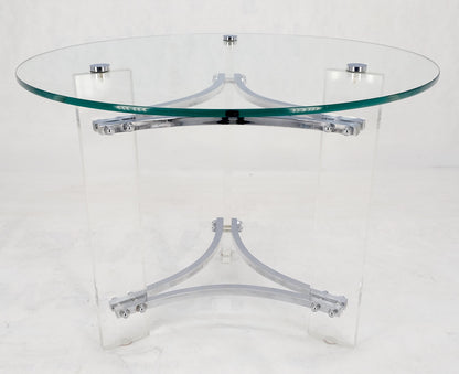 EstablishedLines Glass Lucite Chrome Round Center Side Occasional 1970s Two Tier Table MINT!