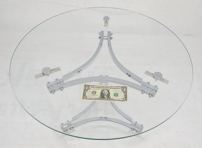 EstablishedLines Glass Lucite Chrome Round Center Side Occasional 1970s Two Tier Table MINT!