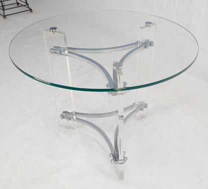 EstablishedLines Glass Lucite Chrome Round Center Side Occasional 1970s Two Tier Table MINT!