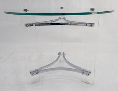 EstablishedLines Glass Lucite Chrome Round Center Side Occasional 1970s Two Tier Table MINT!