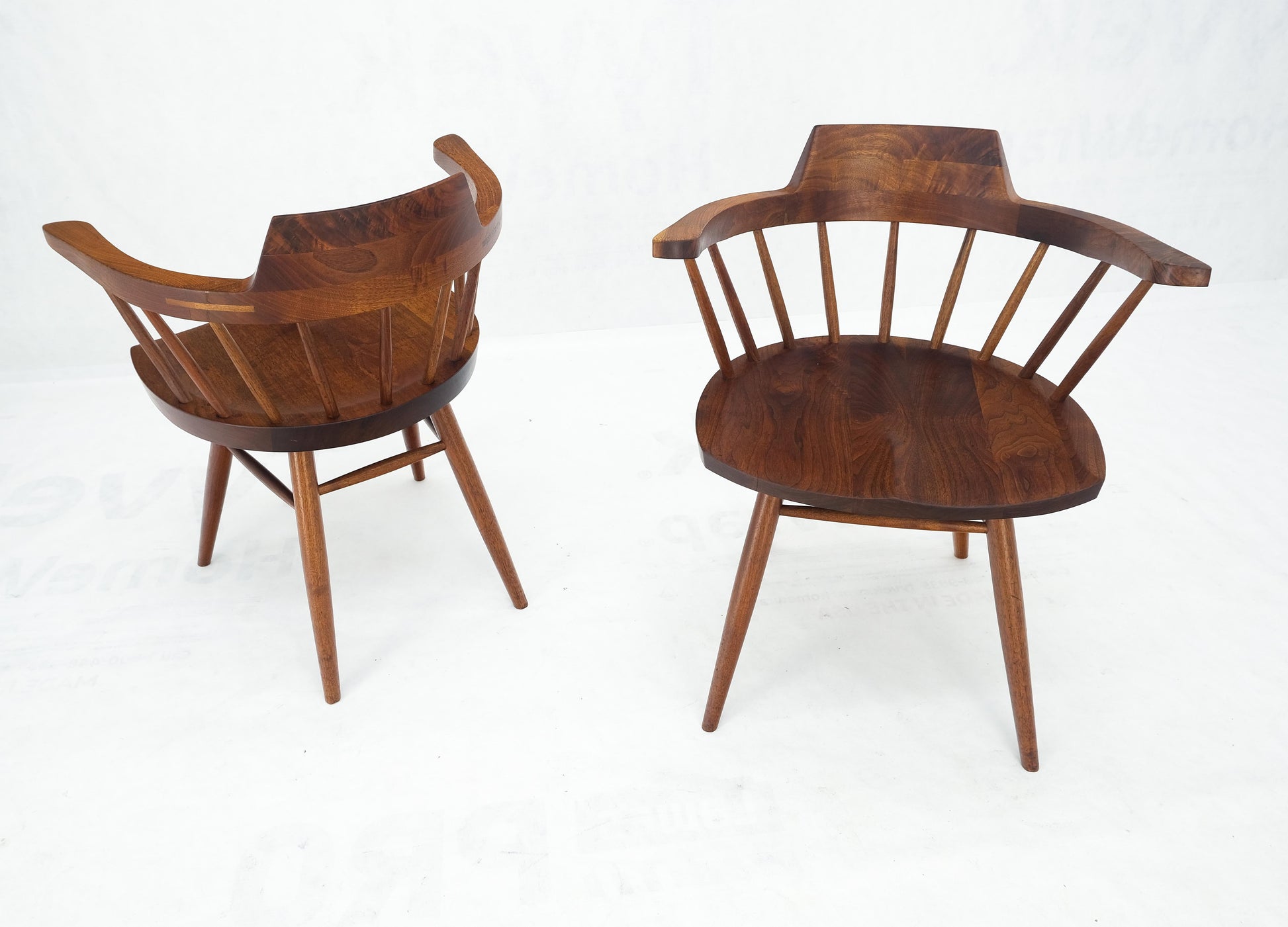 EstablishedLines Pair of George Nakashima Captain's Dining Chairs in Walnut