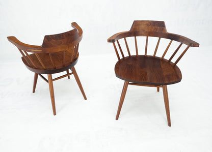 EstablishedLines Pair of George Nakashima Captain's Dining Chairs in Walnut