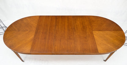 EstablishedLines American Mid-Century Oval Satinwood DiningTable 3 Leaves Fluted Tapered Leg Mint