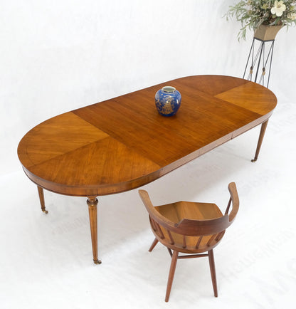 EstablishedLines American Mid-Century Oval Satinwood DiningTable 3 Leaves Fluted Tapered Leg Mint