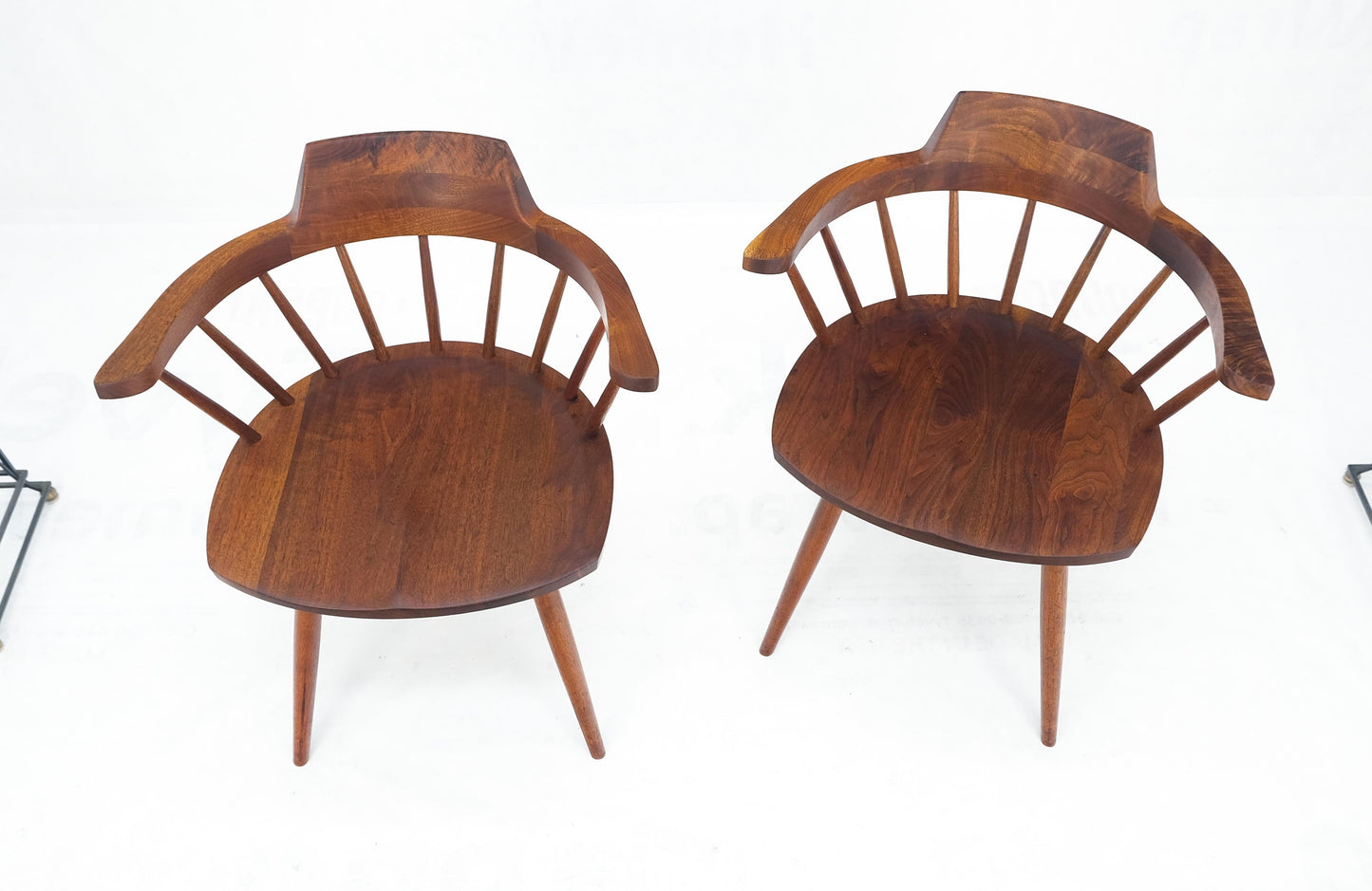 EstablishedLines Pair of George Nakashima Captain's Dining Chairs in Walnut