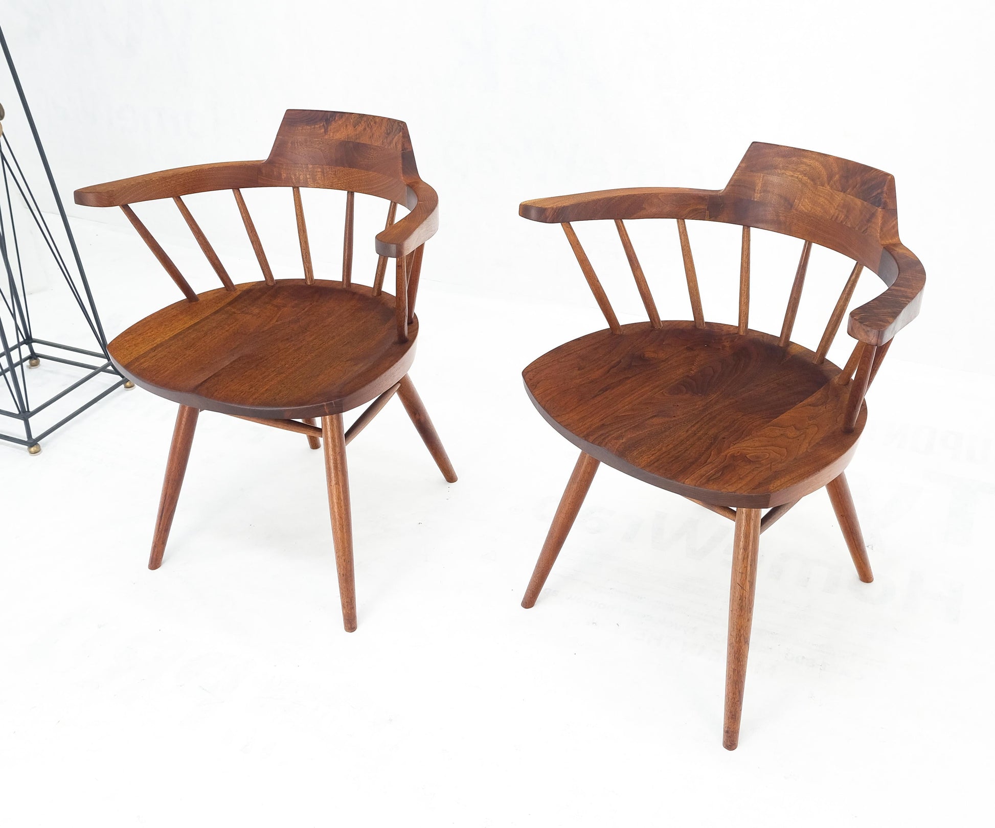 EstablishedLines Pair of George Nakashima Captain's Dining Chairs in Walnut