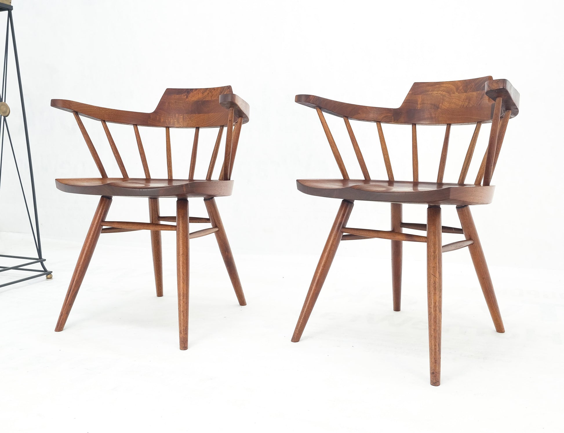 EstablishedLines Pair of George Nakashima Captain's Dining Chairs in Walnut