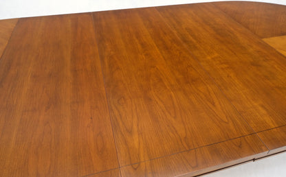 EstablishedLines American Mid-Century Oval Satinwood DiningTable 3 Leaves Fluted Tapered Leg Mint