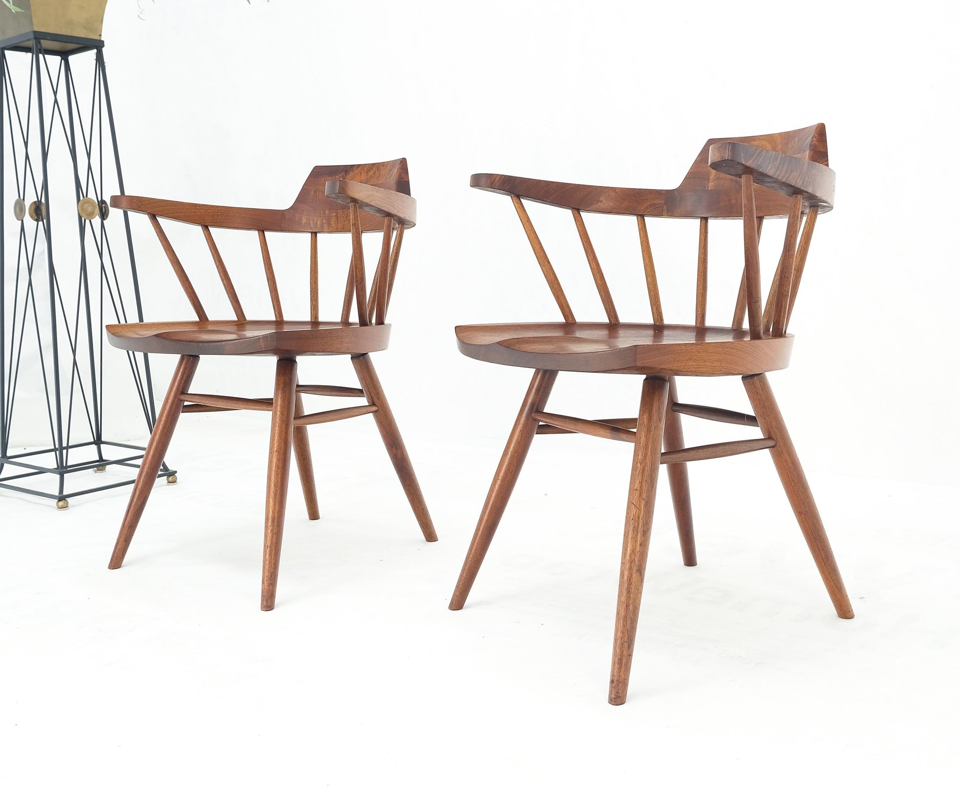 EstablishedLines Pair of George Nakashima Captain's Dining Chairs in Walnut