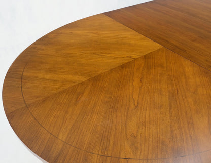 EstablishedLines American Mid-Century Oval Satinwood DiningTable 3 Leaves Fluted Tapered Leg Mint