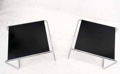 EstablishedLines Pair Marcel Breuer Laccio Side Tables Black Laminated Top Tubular Chromed Base