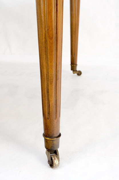 EstablishedLines American Mid-Century Oval Satinwood DiningTable 3 Leaves Fluted Tapered Leg Mint