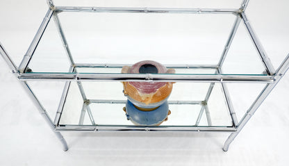 EstablishedLines Italian c1970s Faux Bamboo 6 Glass Shelves Chrome Etagere Bookcase MINT