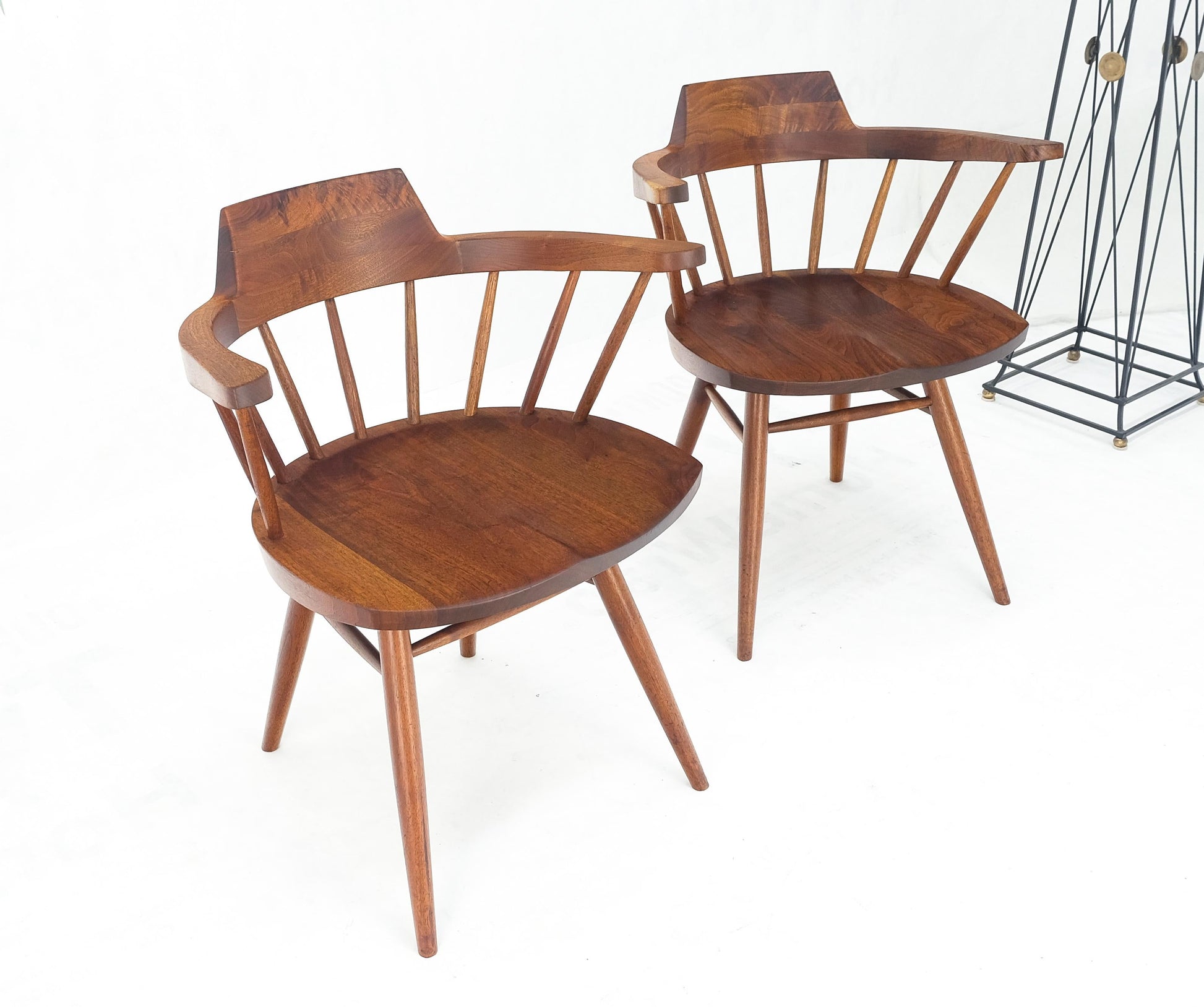 EstablishedLines Pair of George Nakashima Captain's Dining Chairs in Walnut