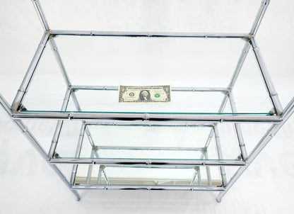 EstablishedLines Italian c1970s Faux Bamboo 6 Glass Shelves Chrome Etagere Bookcase MINT