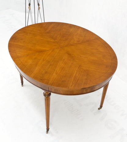EstablishedLines American Mid-Century Oval Satinwood DiningTable 3 Leaves Fluted Tapered Leg Mint