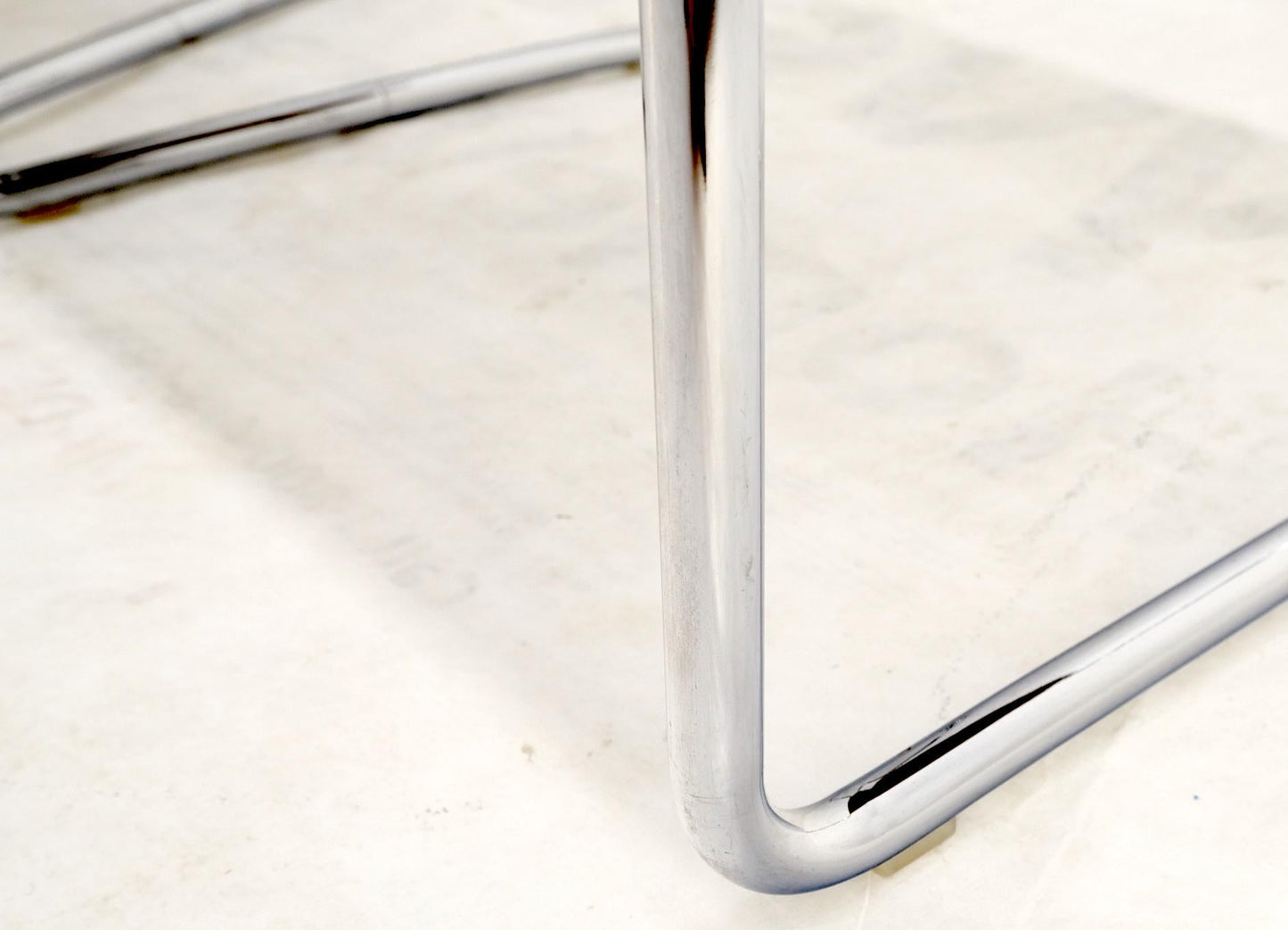 EstablishedLines Pair Marcel Breuer Laccio Side Tables Black Laminated Top Tubular Chromed Base