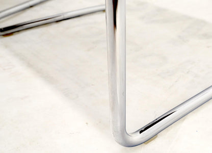 EstablishedLines Pair Marcel Breuer Laccio Side Tables Black Laminated Top Tubular Chromed Base