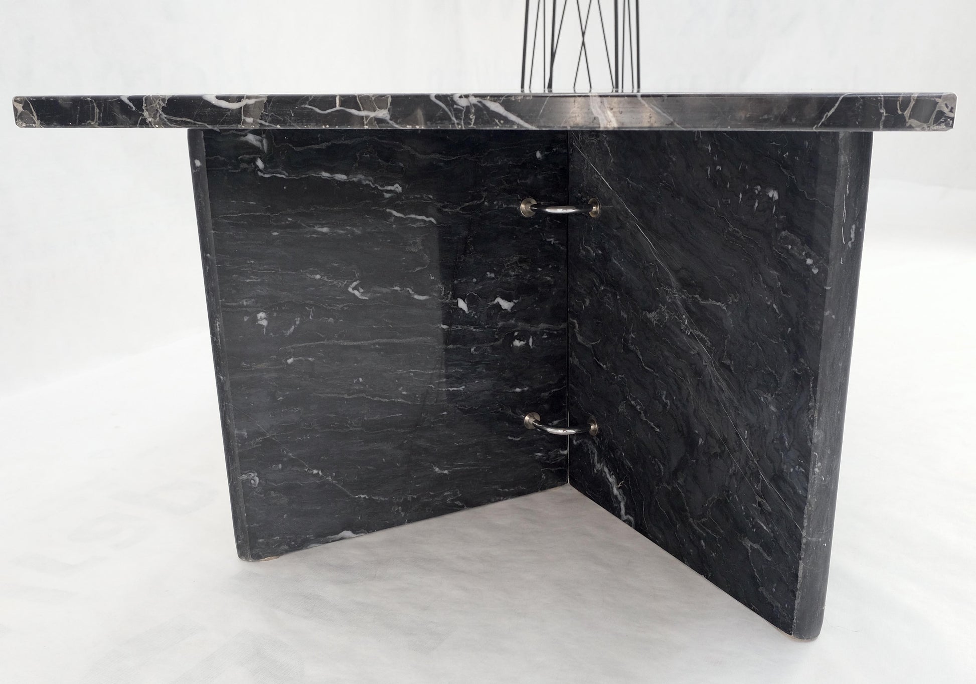 EstablishedLines Italian Black Marble Top Double Pedestal Base Rectangle Coffee Table MINT!