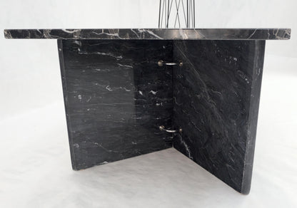 EstablishedLines Italian Black Marble Top Double Pedestal Base Rectangle Coffee Table MINT!