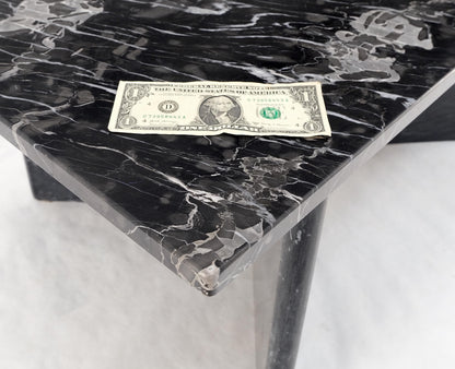 Italian Black Marble Top Double Pedestal Base Rectangle Coffee Table MINT!