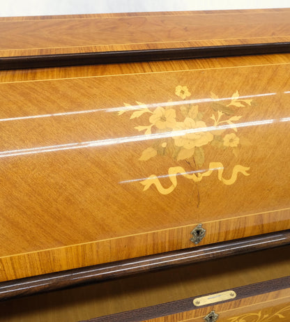 Italian Inlaid Satinwood Cylinder Top Secretary Desk Chest Drawers Dresser Mint!