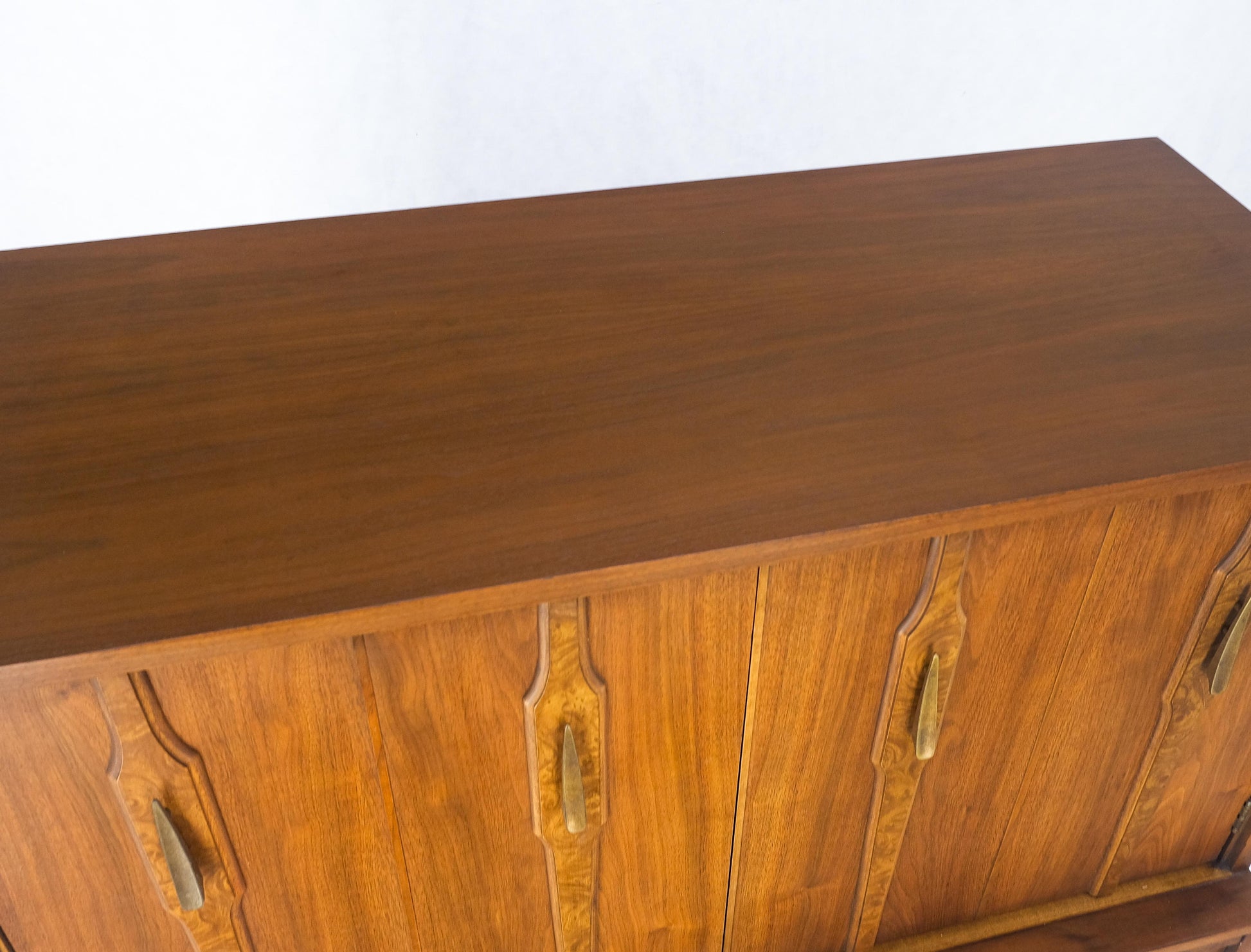 Mid Century 5 Drawer Double Door Compartment Walnut Tall High Chest Dresser MINT