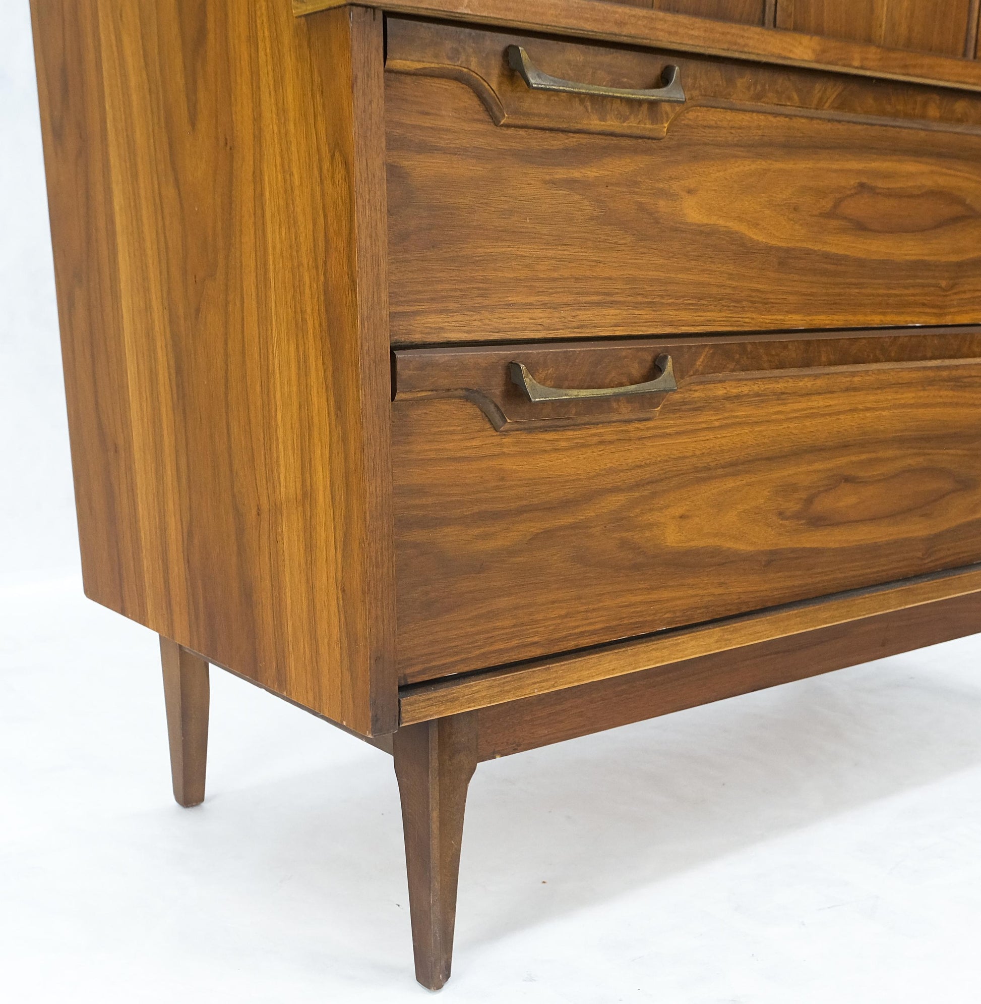 Mid Century 5 Drawer Double Door Compartment Walnut Tall High Chest Dresser MINT