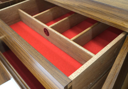 EstablishedLines Long Rosewood Danish Mid-Century Modern 4 Doors Drawers Credenza Finished Back