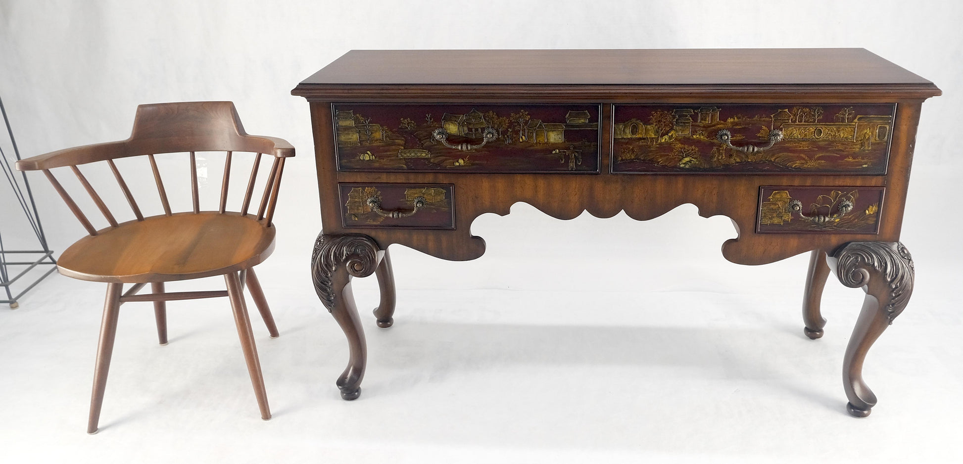 Maitland Smith Fine Carved Two Drawers Carved Chinoiserie Console Sideboard MINT