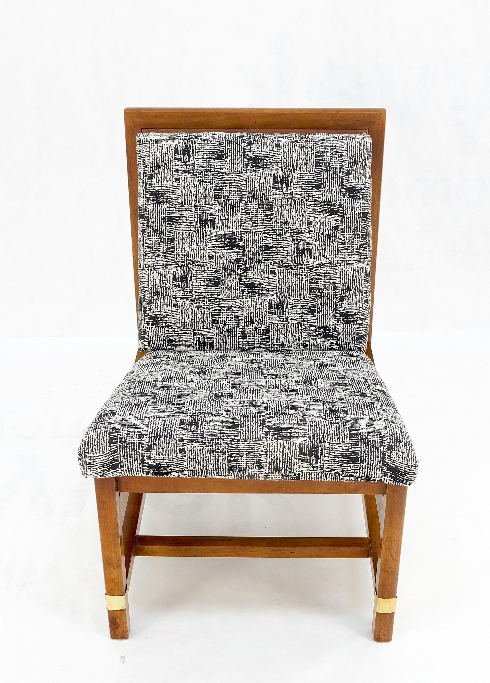 EstablishedLines Mid-Century Modern Fruitwood Frame Abstract Upholstery Slipper Lounge Chair Mint