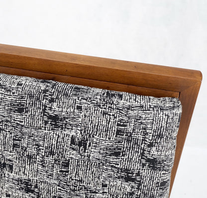 EstablishedLines Mid-Century Modern Fruitwood Frame Abstract Upholstery Slipper Lounge Chair Mint