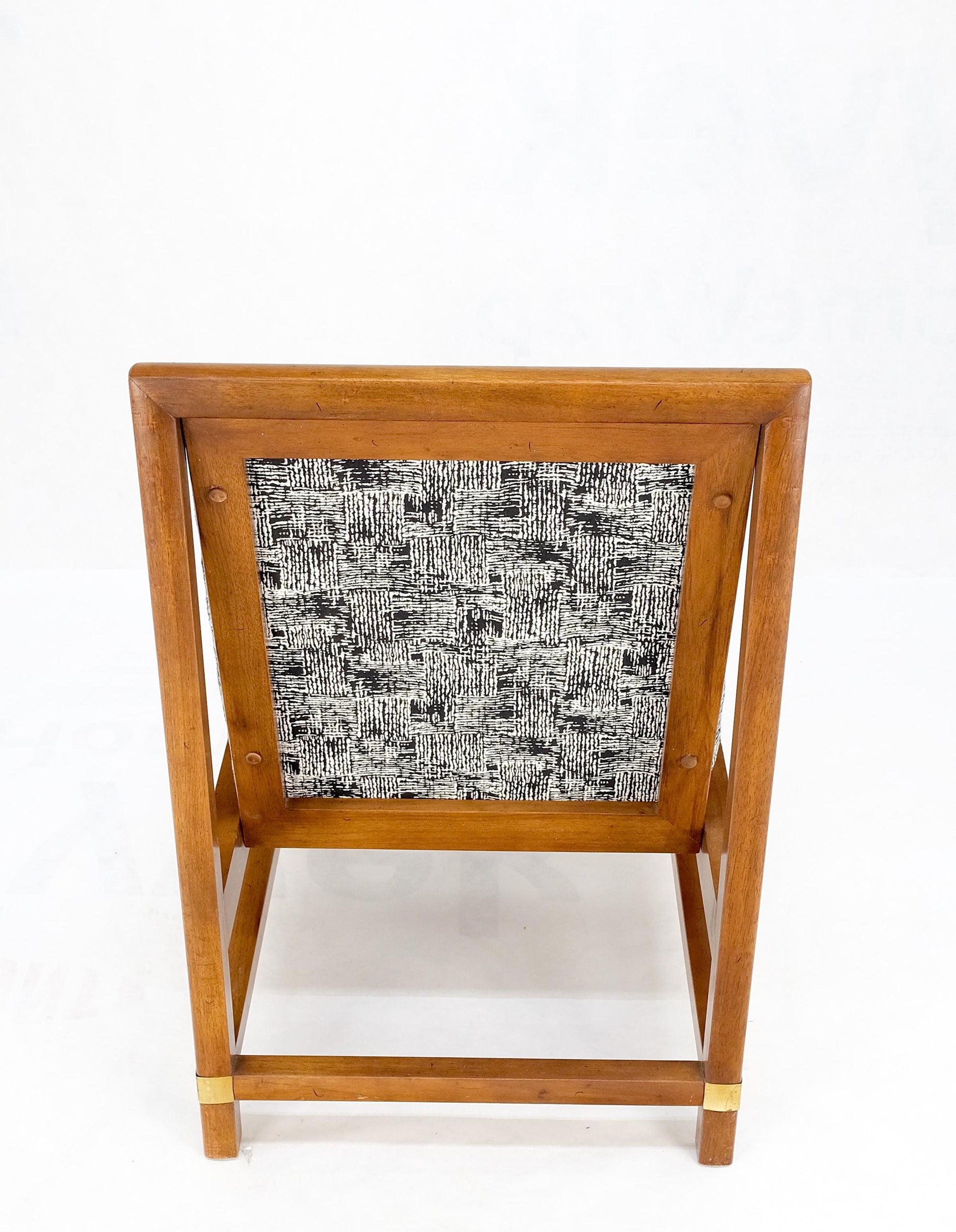 EstablishedLines Mid-Century Modern Fruitwood Frame Abstract Upholstery Slipper Lounge Chair Mint