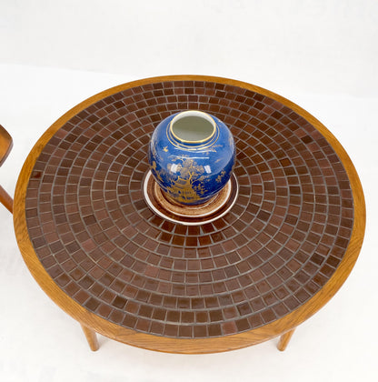 Gordon Martz Tile Mosaic Round Top Coffee Table on Tapered Dowel Legs MINT!