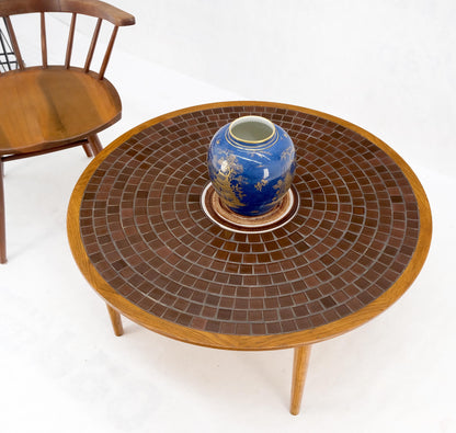 Gordon Martz Tile Mosaic Round Top Coffee Table on Tapered Dowel Legs MINT!