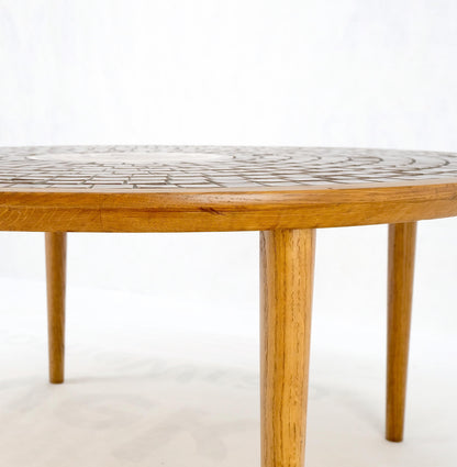 Gordon Martz Tile Mosaic Round Top Coffee Table on Tapered Dowel Legs MINT!