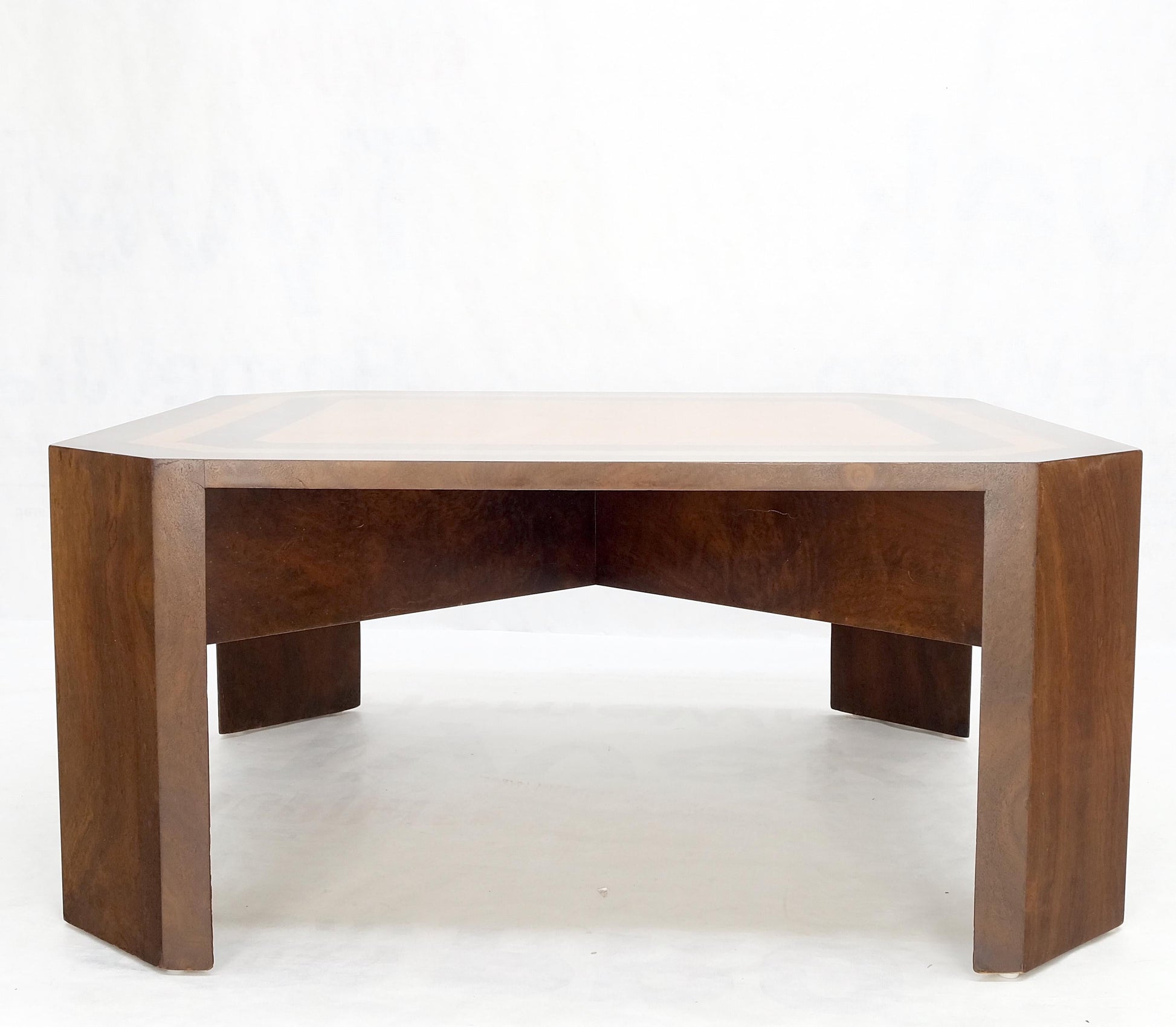 EstablishedLines Burl Walnut Birdseye Maple Two Tone Square Cut Corner Coffee Center Table MINT!