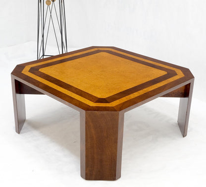EstablishedLines Burl Walnut Birdseye Maple Two Tone Square Cut Corner Coffee Center Table MINT!