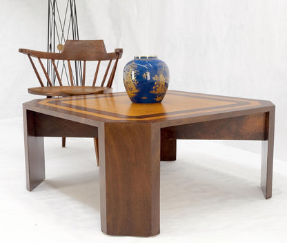 EstablishedLines Burl Walnut Birdseye Maple Two Tone Square Cut Corner Coffee Center Table MINT!