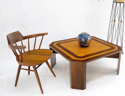 EstablishedLines Burl Walnut Birdseye Maple Two Tone Square Cut Corner Coffee Center Table MINT!