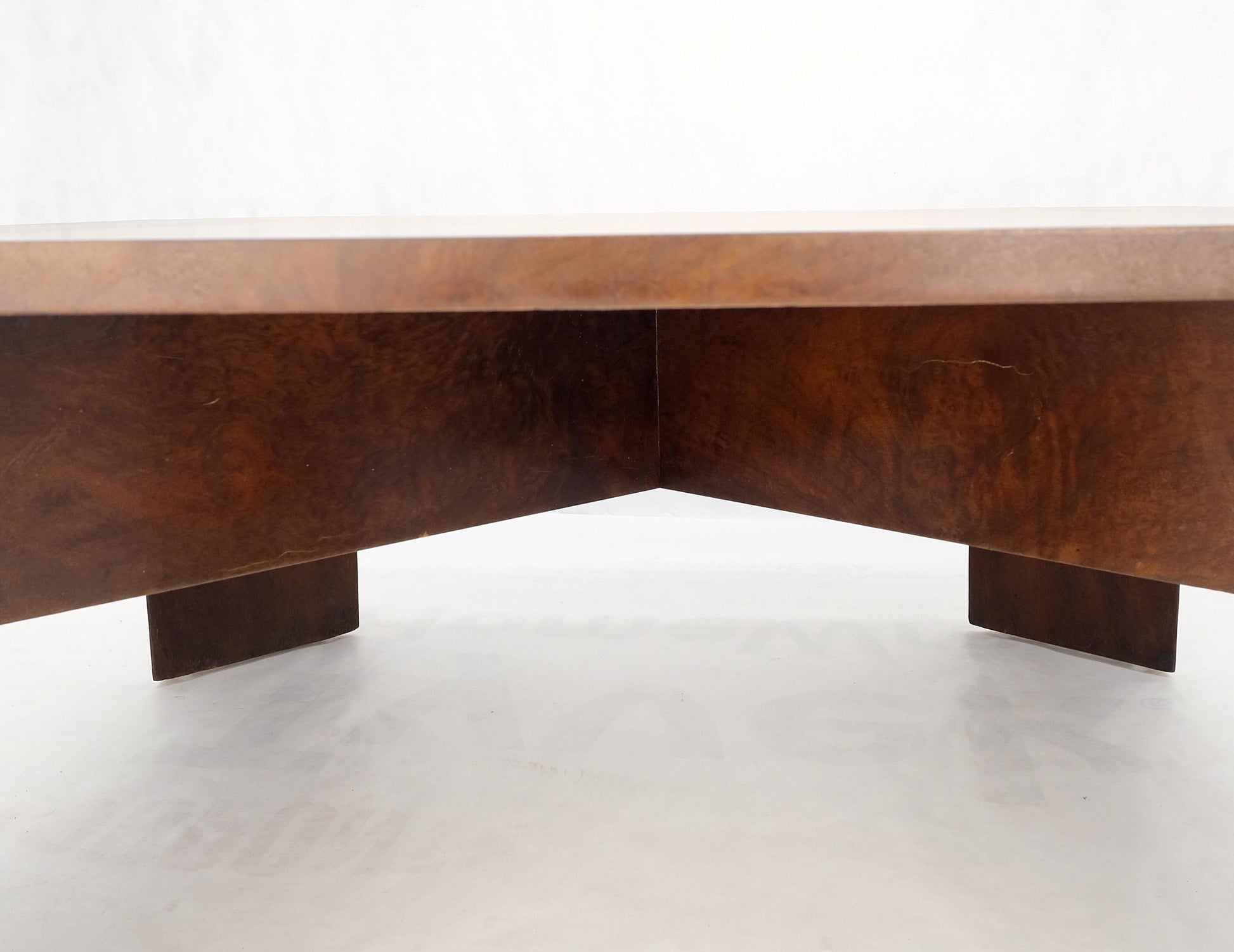 EstablishedLines Burl Walnut Birdseye Maple Two Tone Square Cut Corner Coffee Center Table MINT!