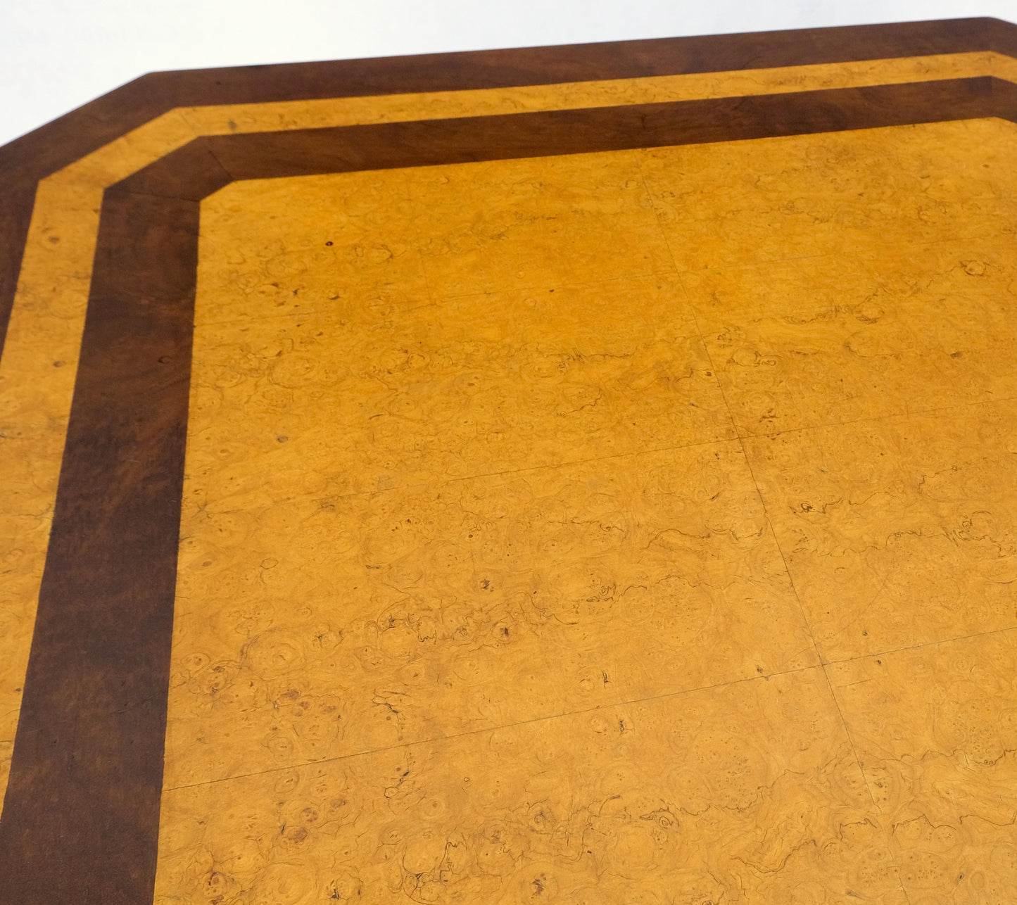 EstablishedLines Burl Walnut Birdseye Maple Two Tone Square Cut Corner Coffee Center Table MINT!