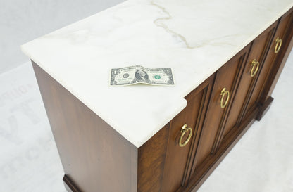 Marble Top Round Brass Ring Drop Pulls Hardware Burl Wood Double Door Credenza