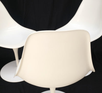 EstablishedLines Set of 3 Mid Century Modern Tulip Base White Fiberglass Side Dining Chairs MINT!
