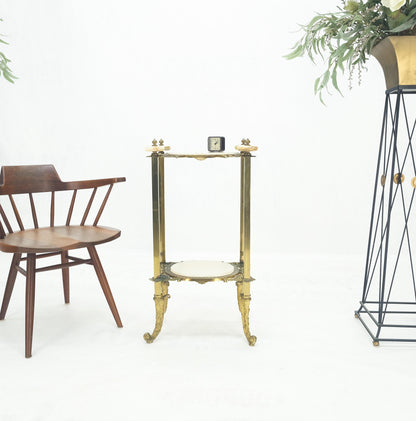 EstablishedLines Victorian Style Brass Oval Onyx Marble Turned Finials Lamp Side Table Stand MINT