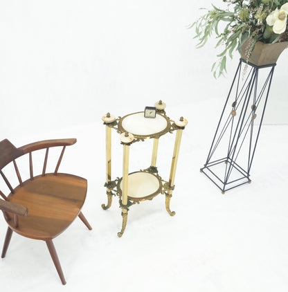 EstablishedLines Victorian Style Brass Oval Onyx Marble Turned Finials Lamp Side Table Stand MINT